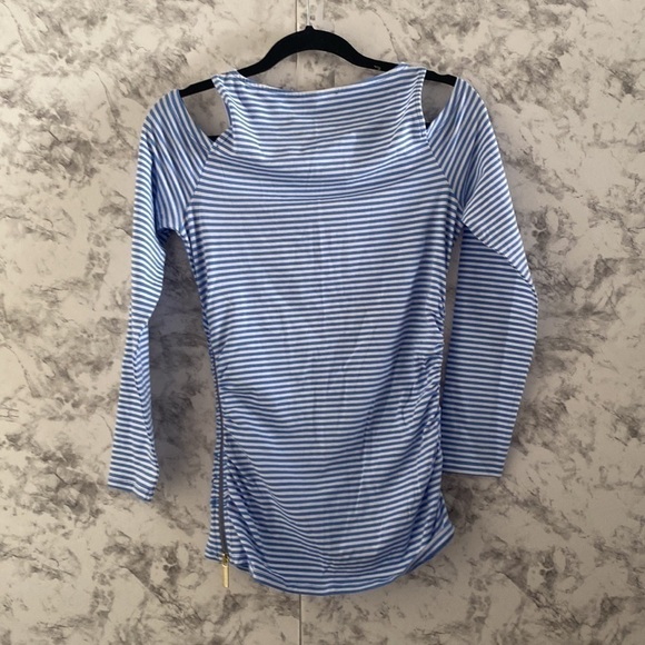NWOT | Michael Kors | Cold Shoulder | Blue & White Stripe | Long Sleeve Top | S… - Picture 5 of 14